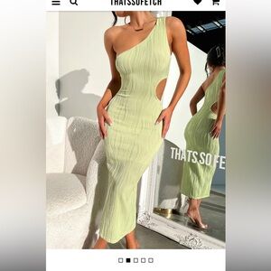 Chic One-Shoulder Lime Dress